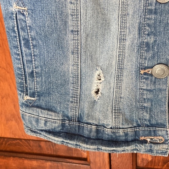 Wallflower Girls Hooded Sleeveless Distressed Denim Jacket M Preowned - Picture 4 of 10